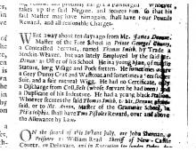 James Denune Run Away Indentured Servant Advert