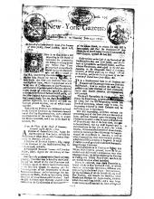 Bradford's New-York Gazette 7 July 1729, page 1